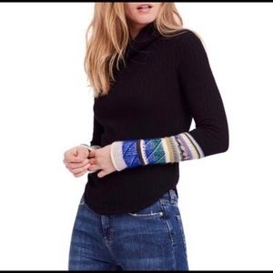 Free People in the Mix Black Long Sleeve Top